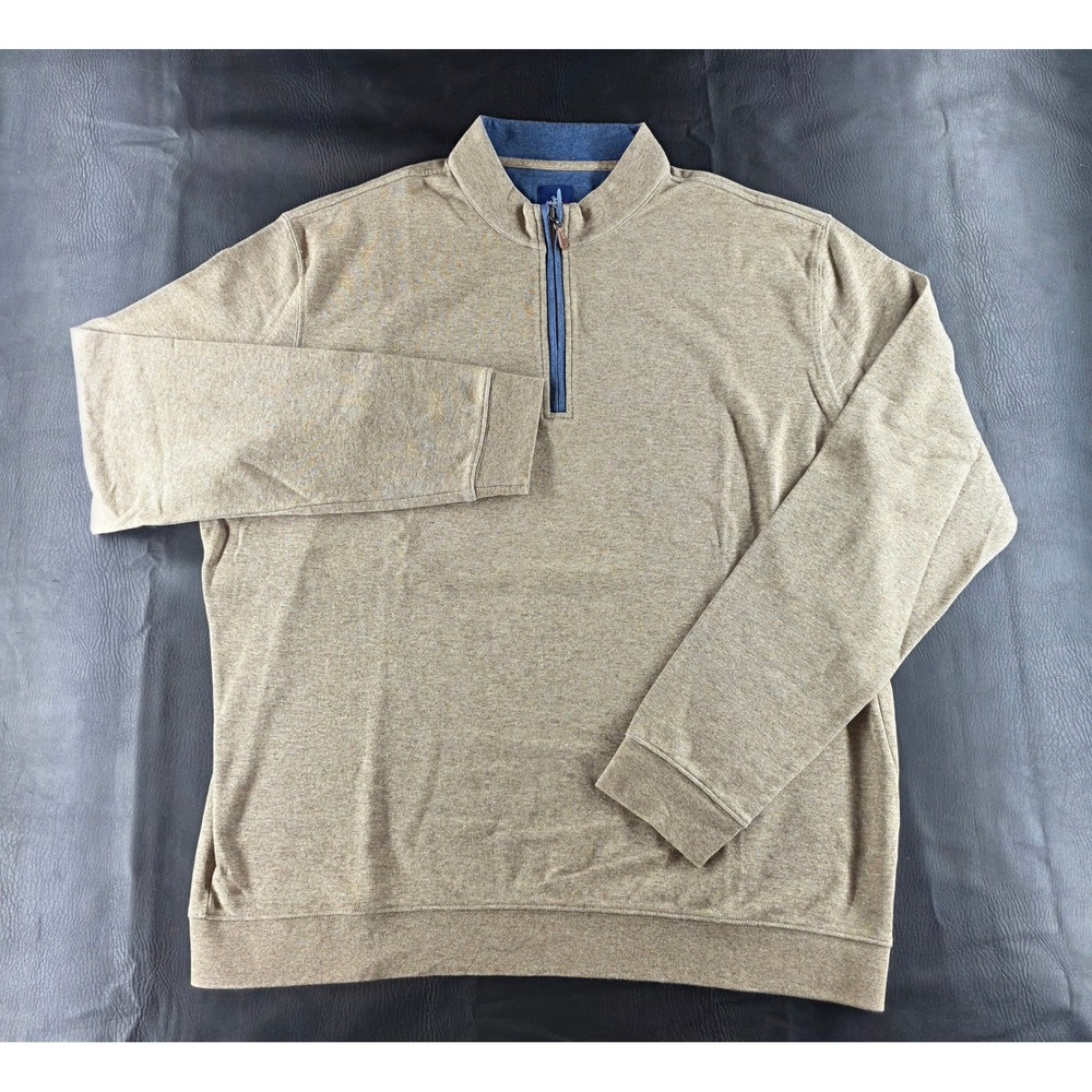 Johnnie-O Mens 2XL Tan Heathered Quarter Zip Pullover Sweater Long Sleeve